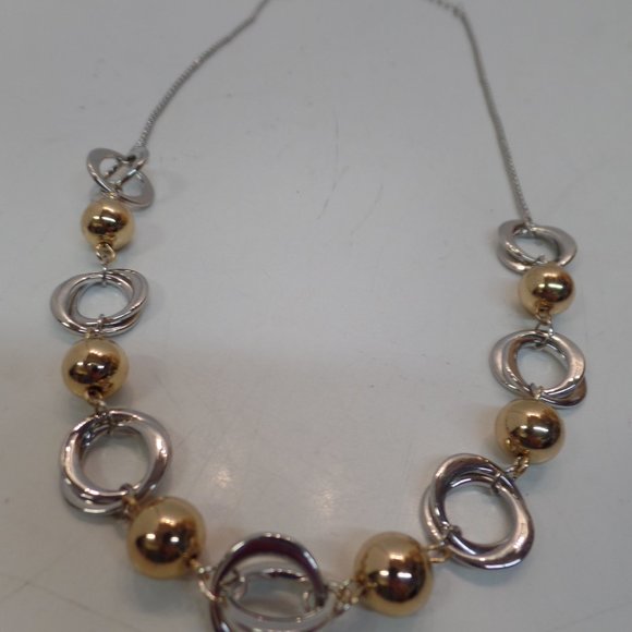 Cato Goldtone & Silvertone Large Link & Ball Necklace Adj to 19" - Picture 8 of 11